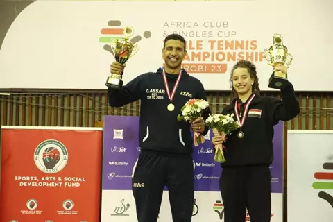 عمر عصر وهنا جودة يتوجان بلقب كأس أفريقيا لتنس الطاولة في تونس